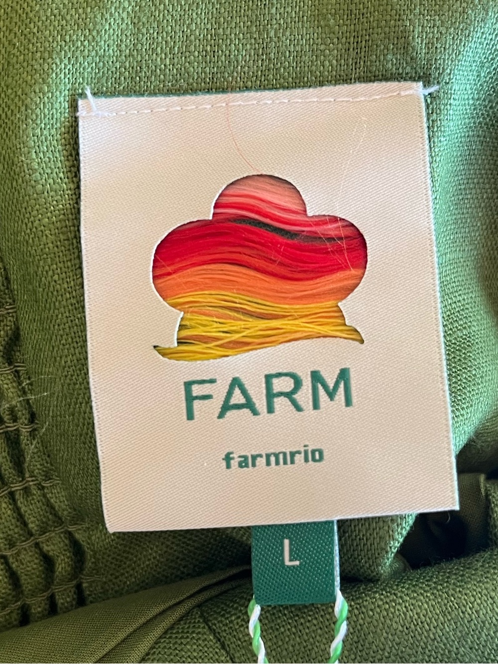 FARM RIO Green Monstera Embroidered Euroflax Midi Dress Size L Large NWT - Picture 6 of 8